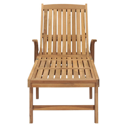 Sun lounger with table in solid teak wood