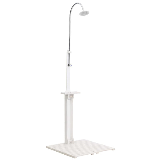White wooden garden shower