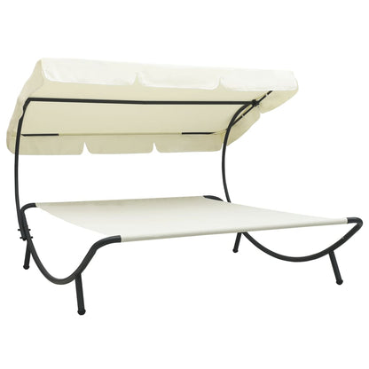 Espreguiçadeira de jardim com toldo branco nata