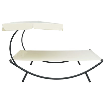 Espreguiçadeira de jardim com toldo branco nata