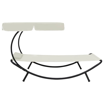 Sun lounger with canopy and cream white cushion