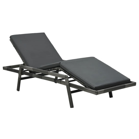 Grey PE wicker sun lounger with cushion