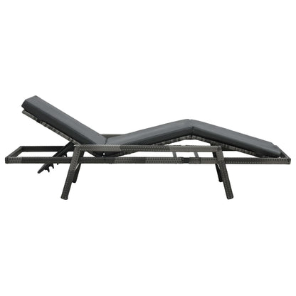 Grey PE wicker sun lounger with cushion