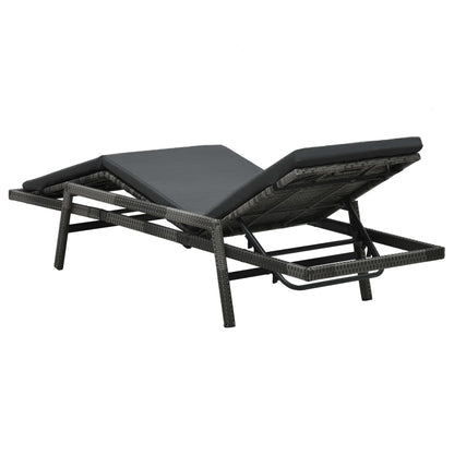 Grey PE wicker sun lounger with cushion