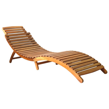 Brown solid acacia wood sun lounger