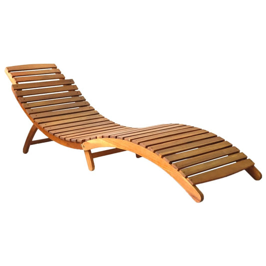 Brown solid acacia wood sun lounger