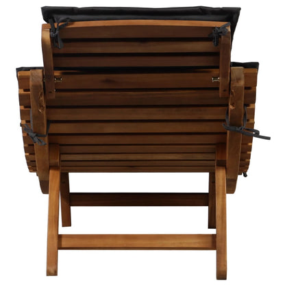 Sun lounger with dark grey solid acacia cushion