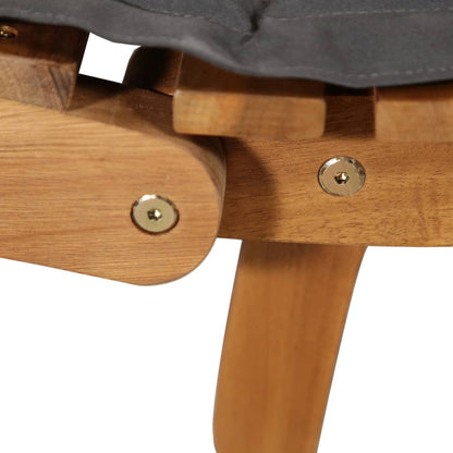 Sun lounger with dark grey solid acacia cushion
