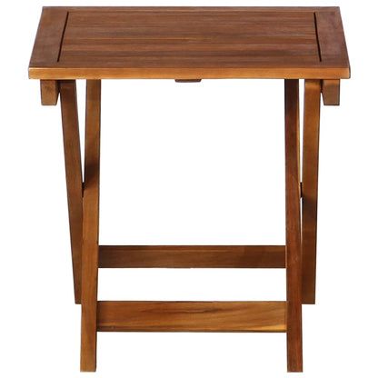 Sun lounger with table in solid acacia wood, brown