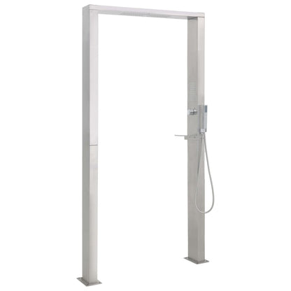 Coluna de duche p/ exterior com jatos duplos em aço inoxidável
