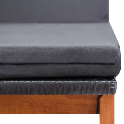 Sun lounger with PE wicker and solid acacia wood cushion