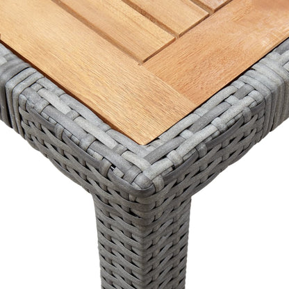 7 pcs conjunto jantar exterior com almofadões vime PE cinzento