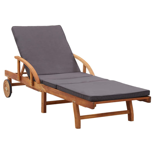 Sun lounger with solid acacia wood cushion