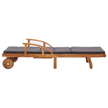 Sun lounger with solid acacia wood cushion