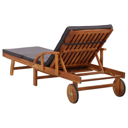 Sun lounger with solid acacia wood cushion