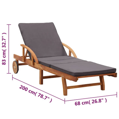 Sun lounger with solid acacia wood cushion