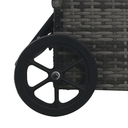 Grey PE wicker sun lounger with wheels
