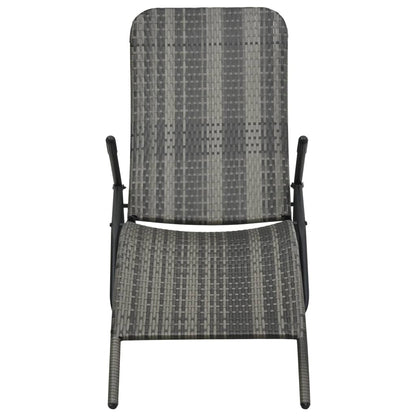Grey PE wicker folding sun lounger
