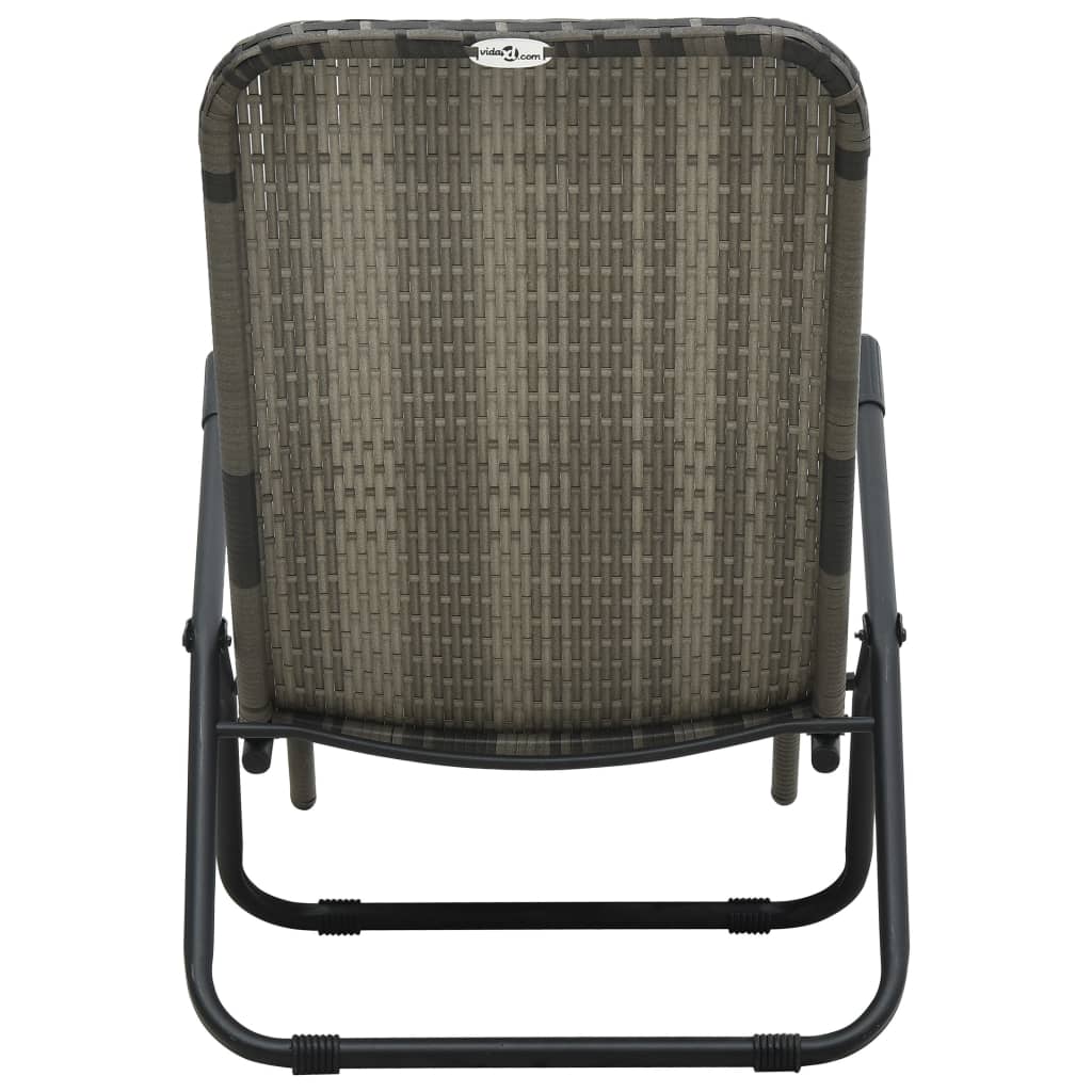 Grey PE wicker folding sun lounger