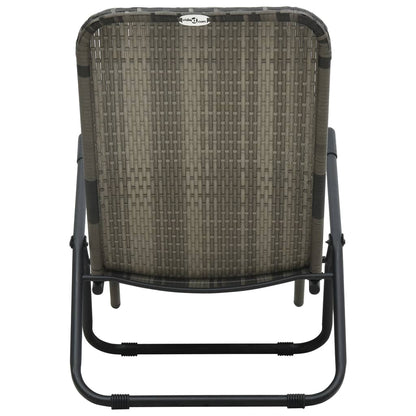 Grey PE wicker folding sun lounger