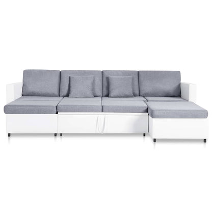 Sofá-cama em couro artificial 4 lugares branco