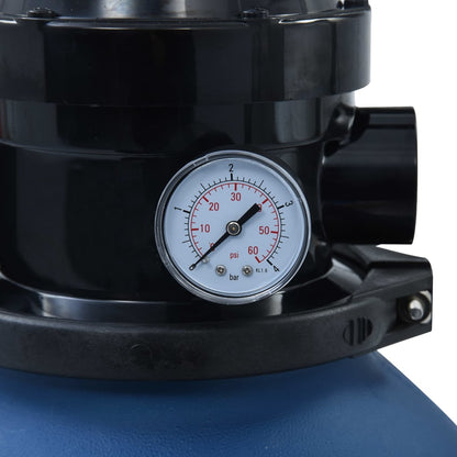 Sand filter for swimming pool with 4-position valve, blue, 300 mm