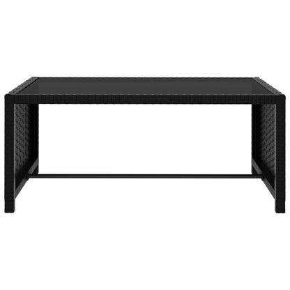 Sun loungers with table 2 pcs black PE rattan
