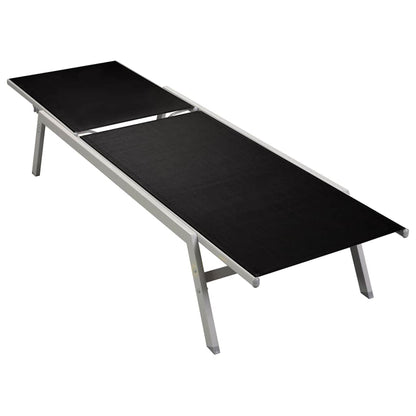 Sun lounger in steel and black textilene