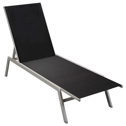 Sun lounger in steel and black textilene