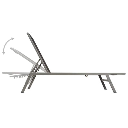 Sun lounger in steel and black textilene