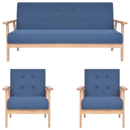 3 pcs blue fabric sofa set
