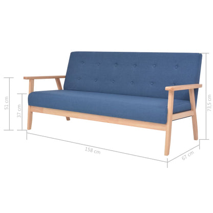 3 pcs blue fabric sofa set