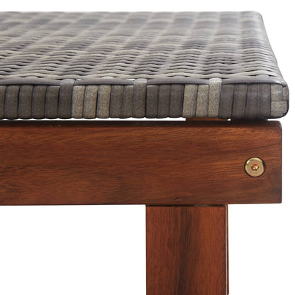 Grey PE wicker and solid acacia wood sun lounger