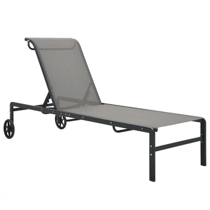 Sun loungers with table 2 pcs textilene and steel