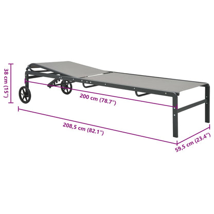 Sun loungers with table 2 pcs textilene and steel