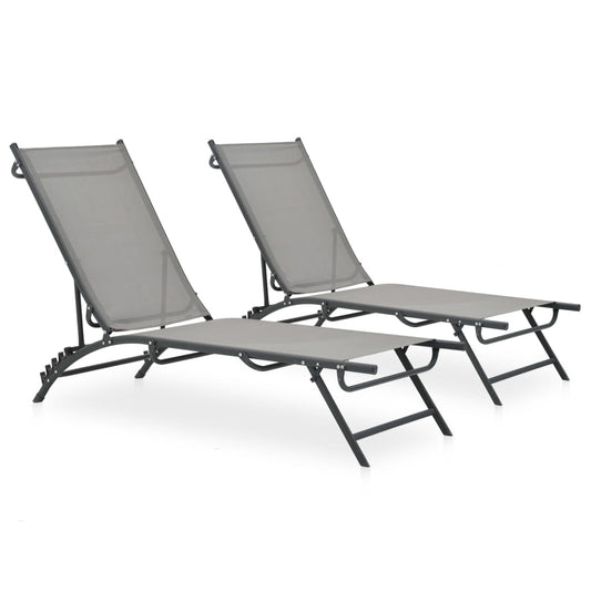 Sun loungers 2 pcs textilene and steel