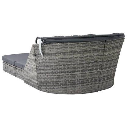 Sun lounger with canopy in anthracite PE wicker