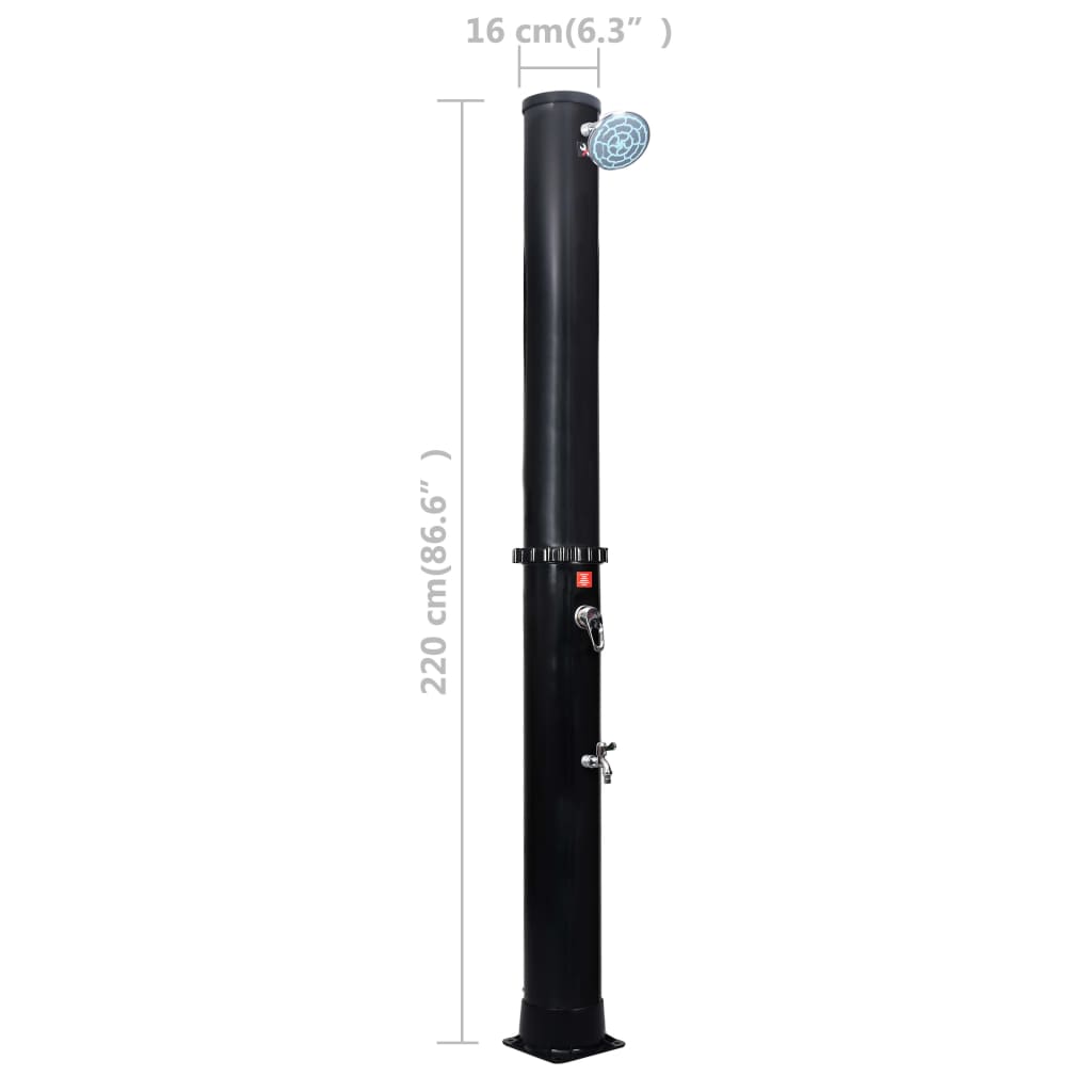 Outdoor solar shower with head and tap 40 L