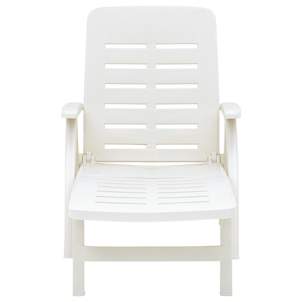 White plastic folding sun lounger