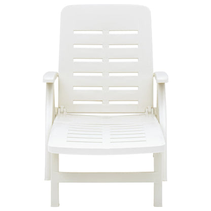 White plastic folding sun lounger