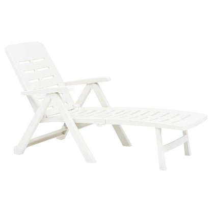 White plastic folding sun lounger