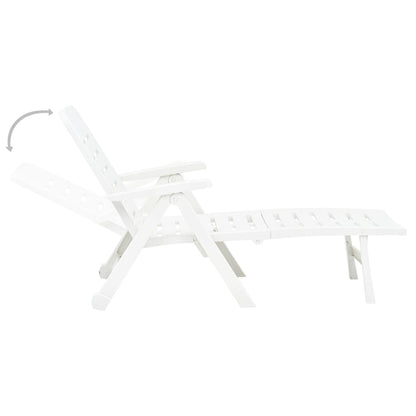 White plastic folding sun lounger