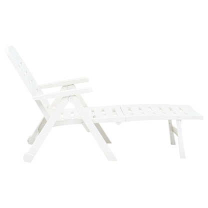 White plastic folding sun lounger