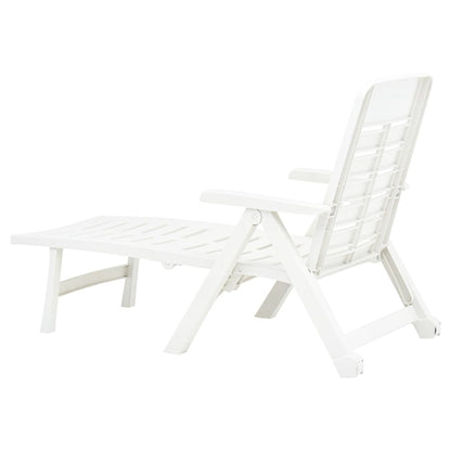 White plastic folding sun lounger