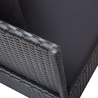 Garden sofa with cushion and pillow in black PE wicker