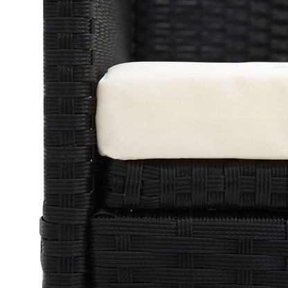 Garden sun lounger with cushion and pillows in black PE wicker