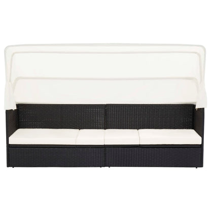 Garden sofa with black wicker awning