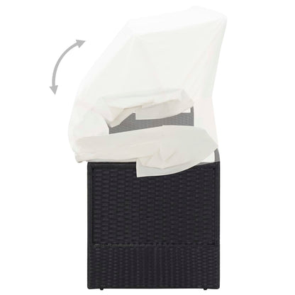 Garden sofa with black wicker awning