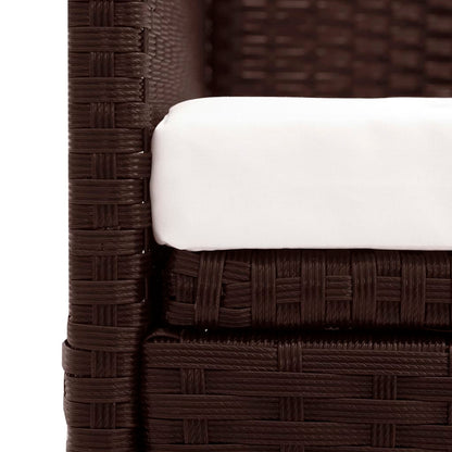 Brown wicker garden sofa with awning