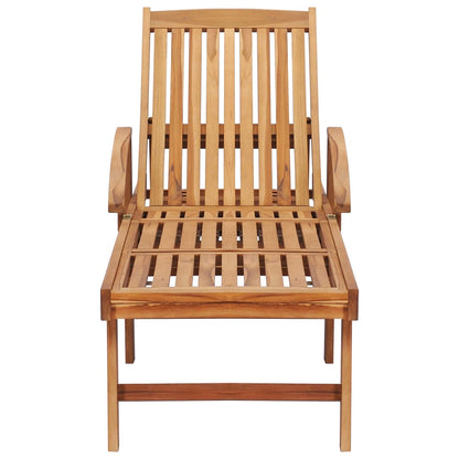 Sun loungers with table 2 pcs solid teak wood